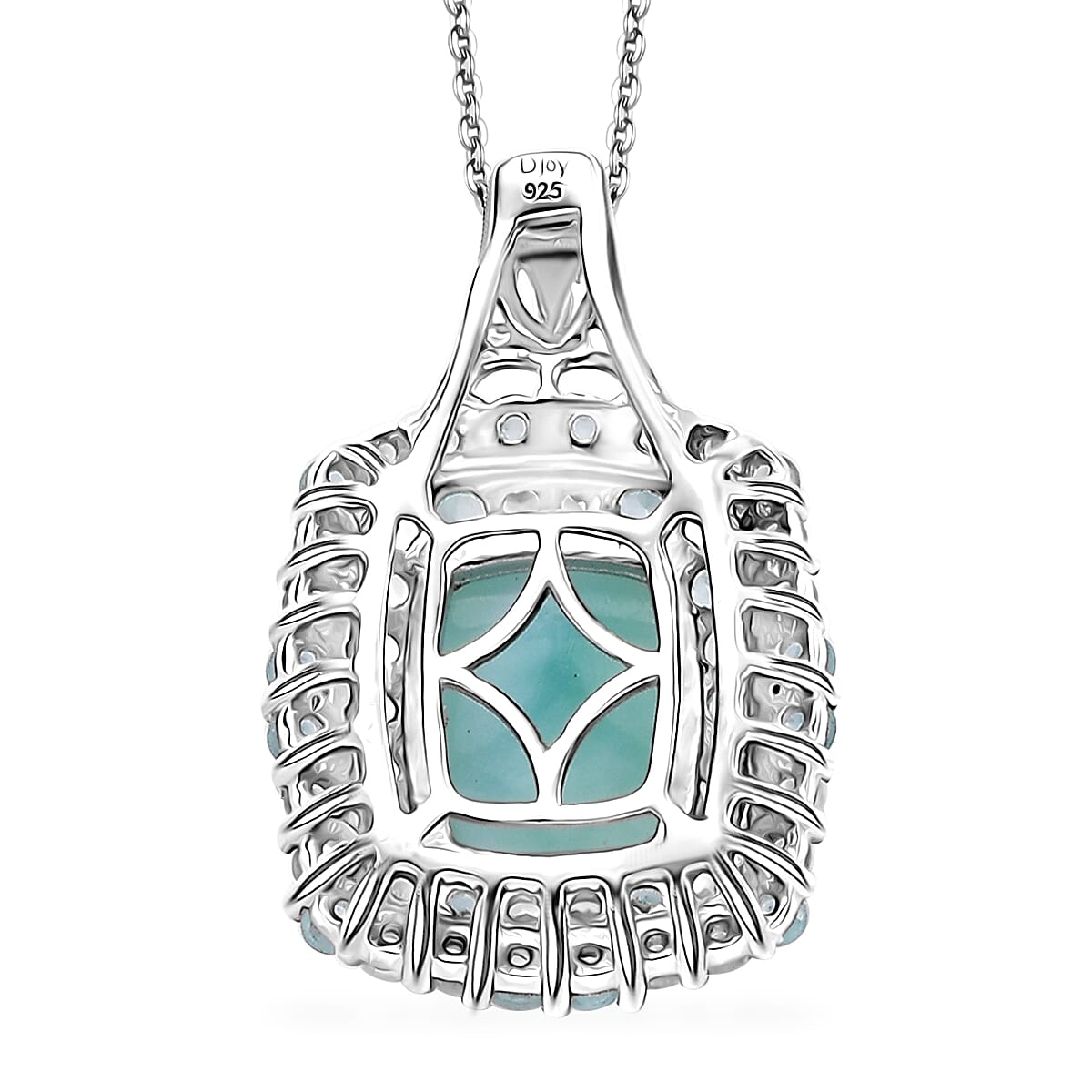 Natural Green Larimar and Multi Gemstone 5.10 ctw Ocean Water Bubbles Pendant Necklace in Rhodium Over Sterling Silver 20 Inches