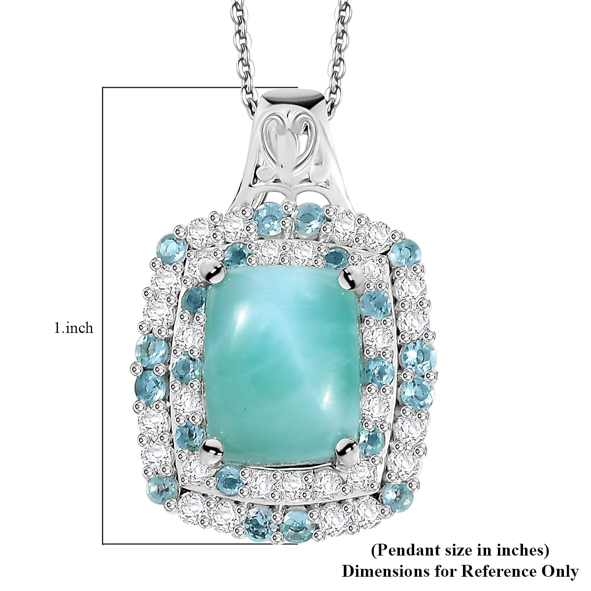 Natural Green Larimar and Multi Gemstone 5.10 ctw Ocean Water Bubbles Pendant Necklace in Rhodium Over Sterling Silver 20 Inches