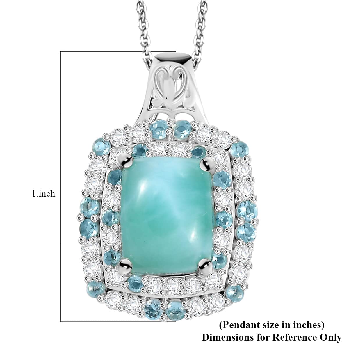 Natural Green Larimar and Multi Gemstone 5.10 ctw Ocean Water Bubbles Pendant Necklace in Rhodium Over Sterling Silver 20 Inches image number 6