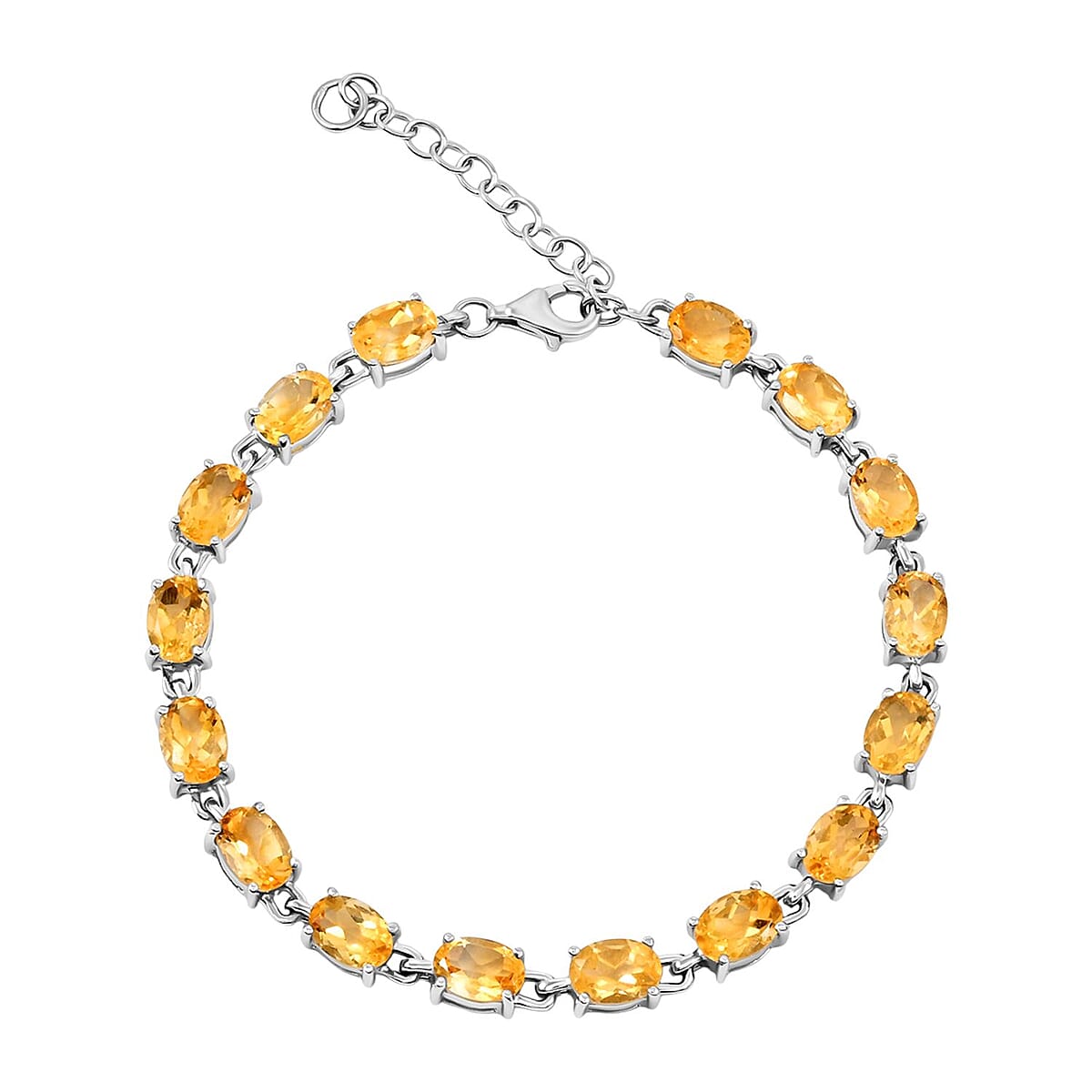 Brazilian Citrine and White Topaz 16.50 ctw Bracelet (7.0-8.50In), Ring (Size 5.0), Stud Earrings, Pendant without Chain in Rhodium Over Sterling Silver image number 6