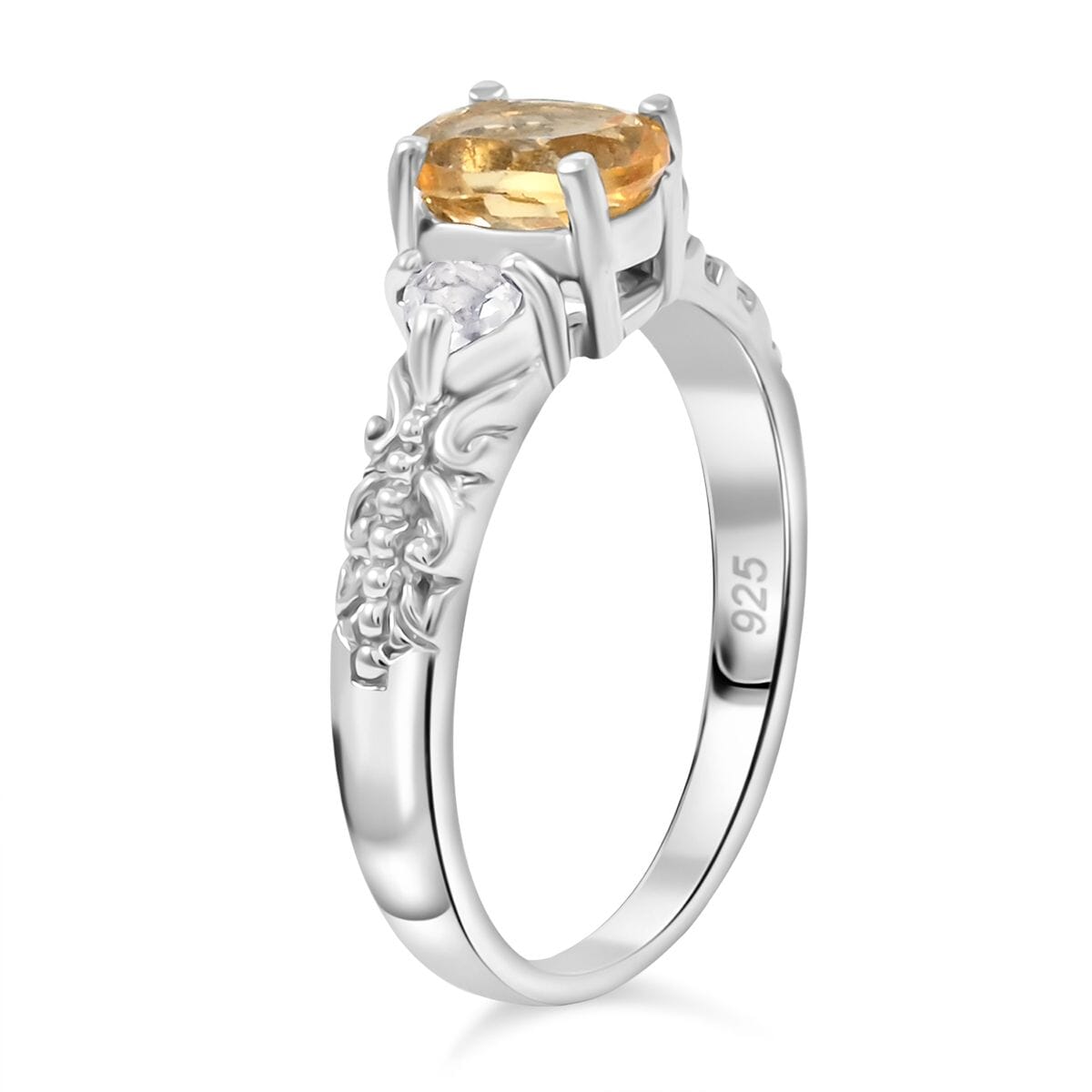 Brazilian Citrine and White Topaz 16.50 ctw Bracelet (7.0-8.50In), Ring (Size 8.0), Stud Earrings, Pendant without Chain in Rhodium Over Sterling Silver image number 2