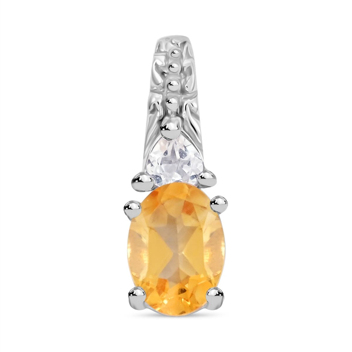 Brazilian Citrine and White Topaz 16.50 ctw Bracelet (7.0-8.50In), Ring (Size 8.0), Stud Earrings, Pendant without Chain in Rhodium Over Sterling Silver image number 3