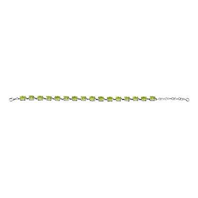 Hebei Peridot and White Topaz 16.50 ctw Bracelet (7.0-8.50In), Ring (Size 6.0), Stud Earrings and Pendant without Chain in Rhodium Over Sterling Silver