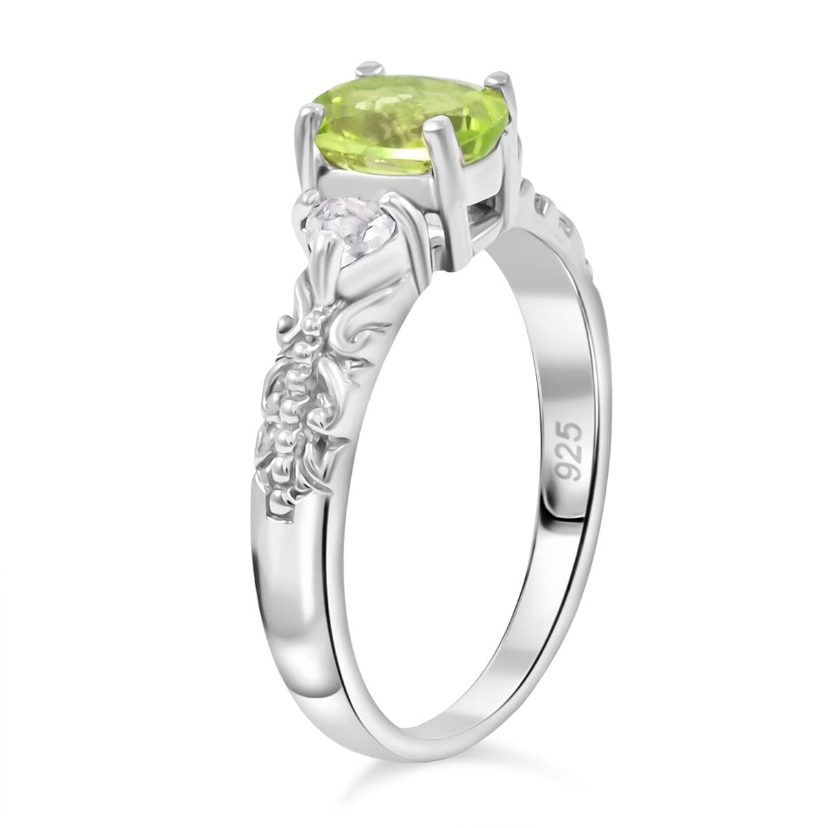 Peridot and White Topaz 16.50 ctw Bracelet (7.0-8.50In), Ring (Size 8.0), Stud Earrings and Pendant without Chain in Rhodium Over Sterling Silver image number 2