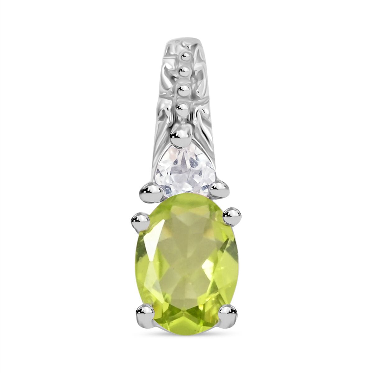 Peridot and White Topaz 16.50 ctw Bracelet (7.0-8.50In), Ring (Size 8.0), Stud Earrings and Pendant without Chain in Rhodium Over Sterling Silver image number 3