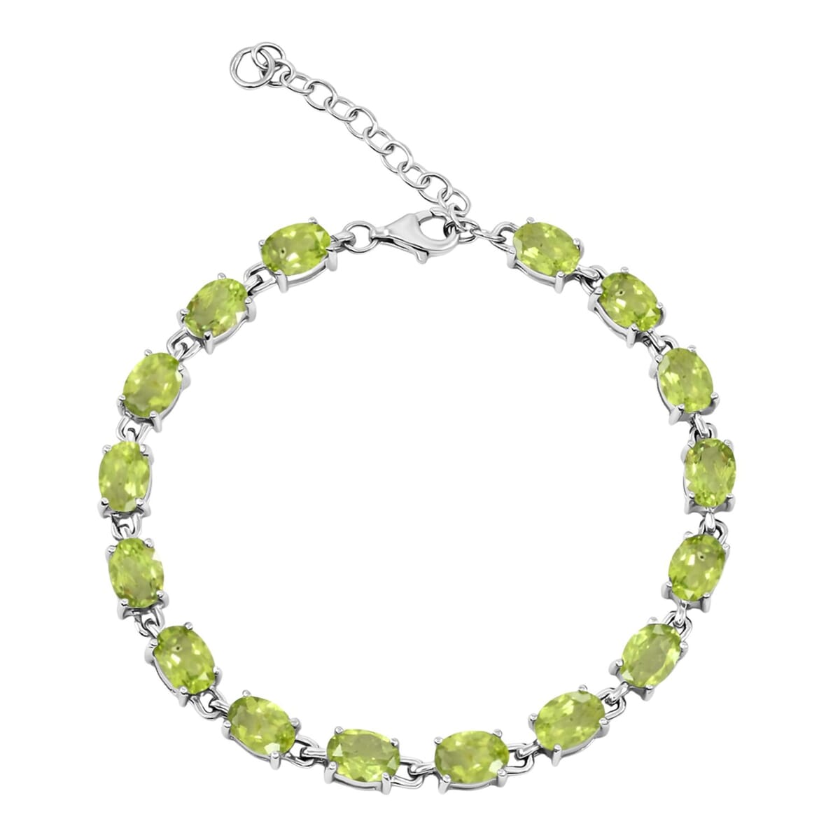 Peridot and White Topaz 16.50 ctw Bracelet (7.0-8.50In), Ring (Size 8.0), Stud Earrings and Pendant without Chain in Rhodium Over Sterling Silver image number 6