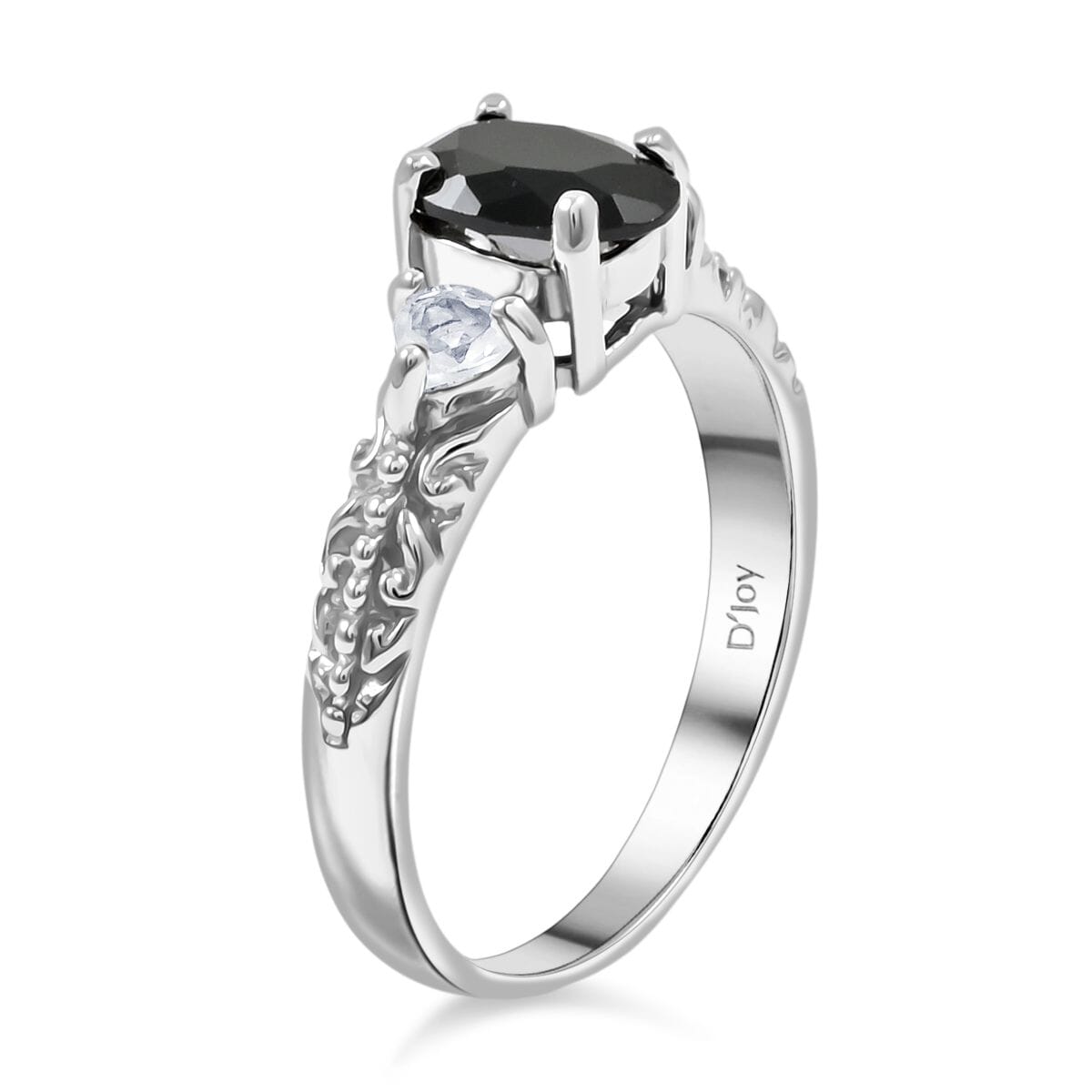 Thai Black Spinel and White Topaz 16.50 ctw Bracelet (7.0-8.50In), Ring (Size 8.0), Stud Earrings and Pendant without Chain in Rhodium Over Sterling Silver image number 2