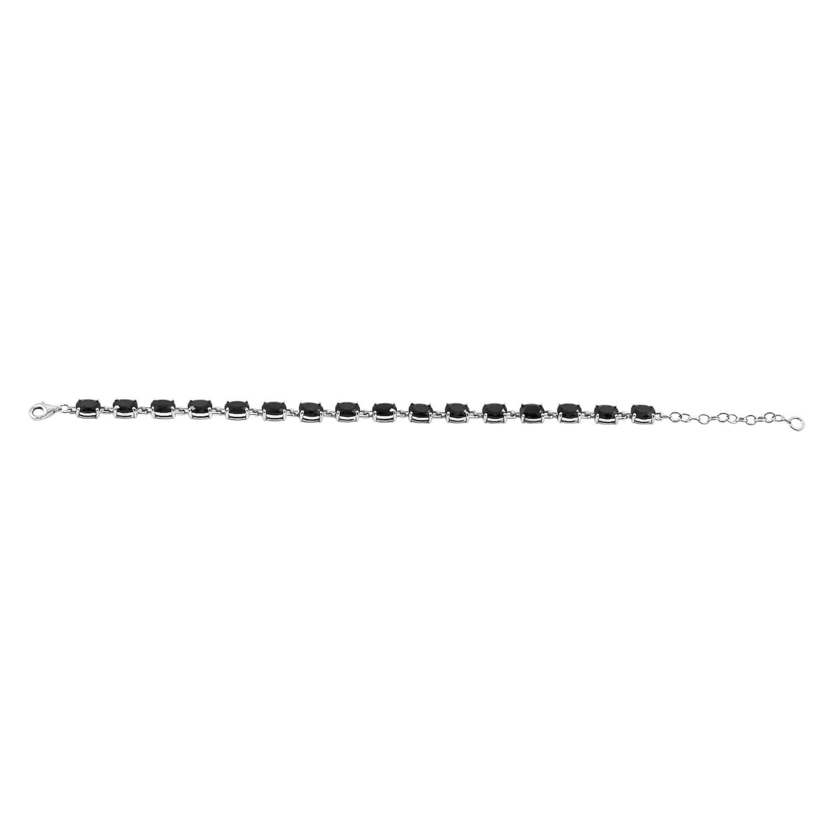 Thai Black Spinel and White Topaz 16.50 ctw Bracelet (7.0-8.50In), Ring (Size 8.0), Stud Earrings and Pendant without Chain in Rhodium Over Sterling Silver image number 8