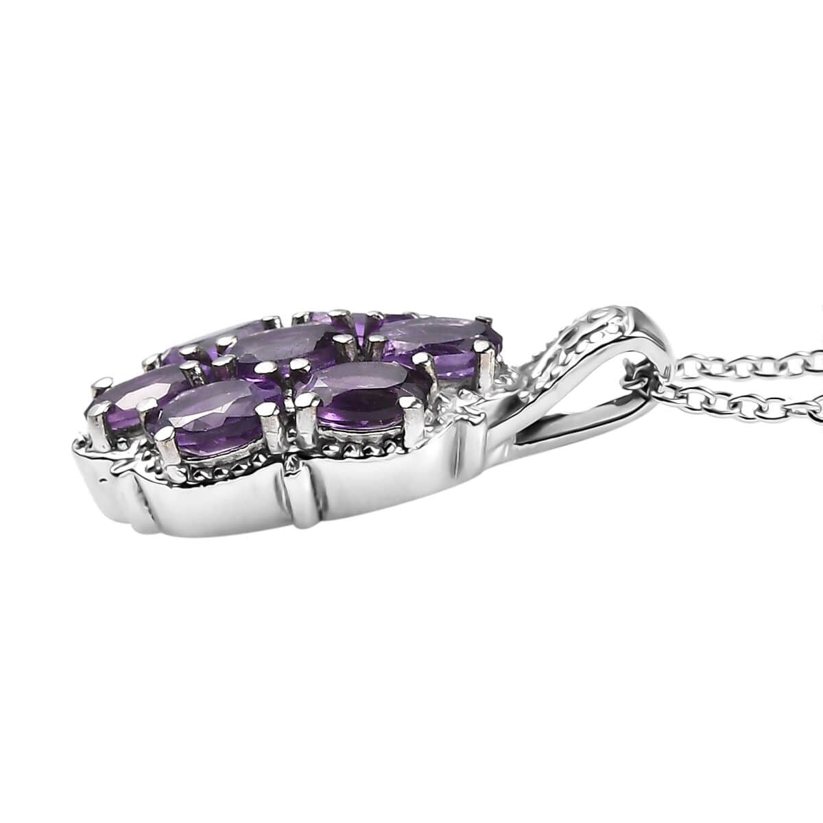 African Amethyst 2.50 ctw Pendant Necklace in Stainless Steel 20 Inches image number 3