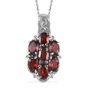 Mozambique Garnet 3.90 ctw Pendant Necklace in Stainless Steel 20 Inches