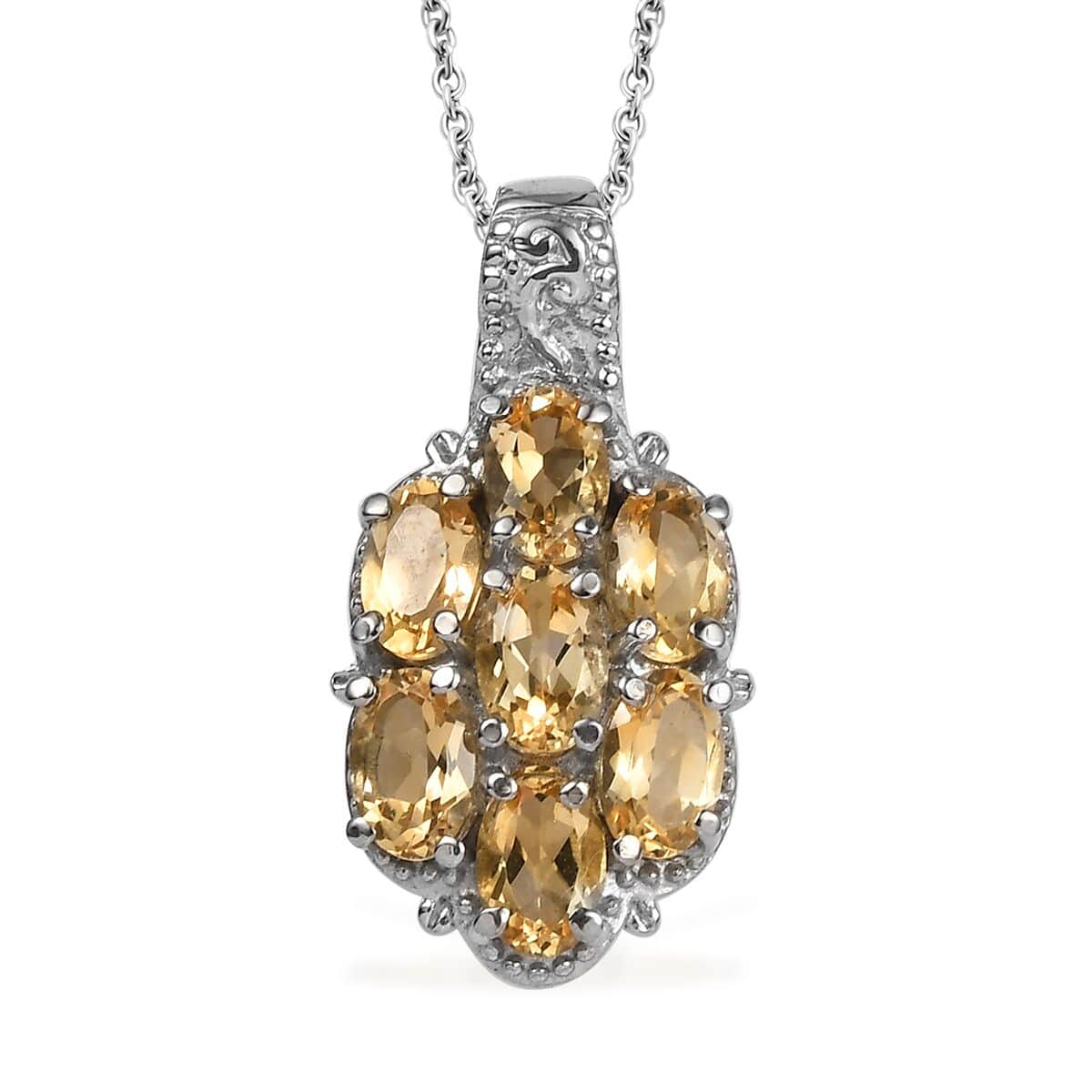 Brazilian Citrine 3.00 ctw Pendant Necklace in Stainless Steel 20 Inches image number 0