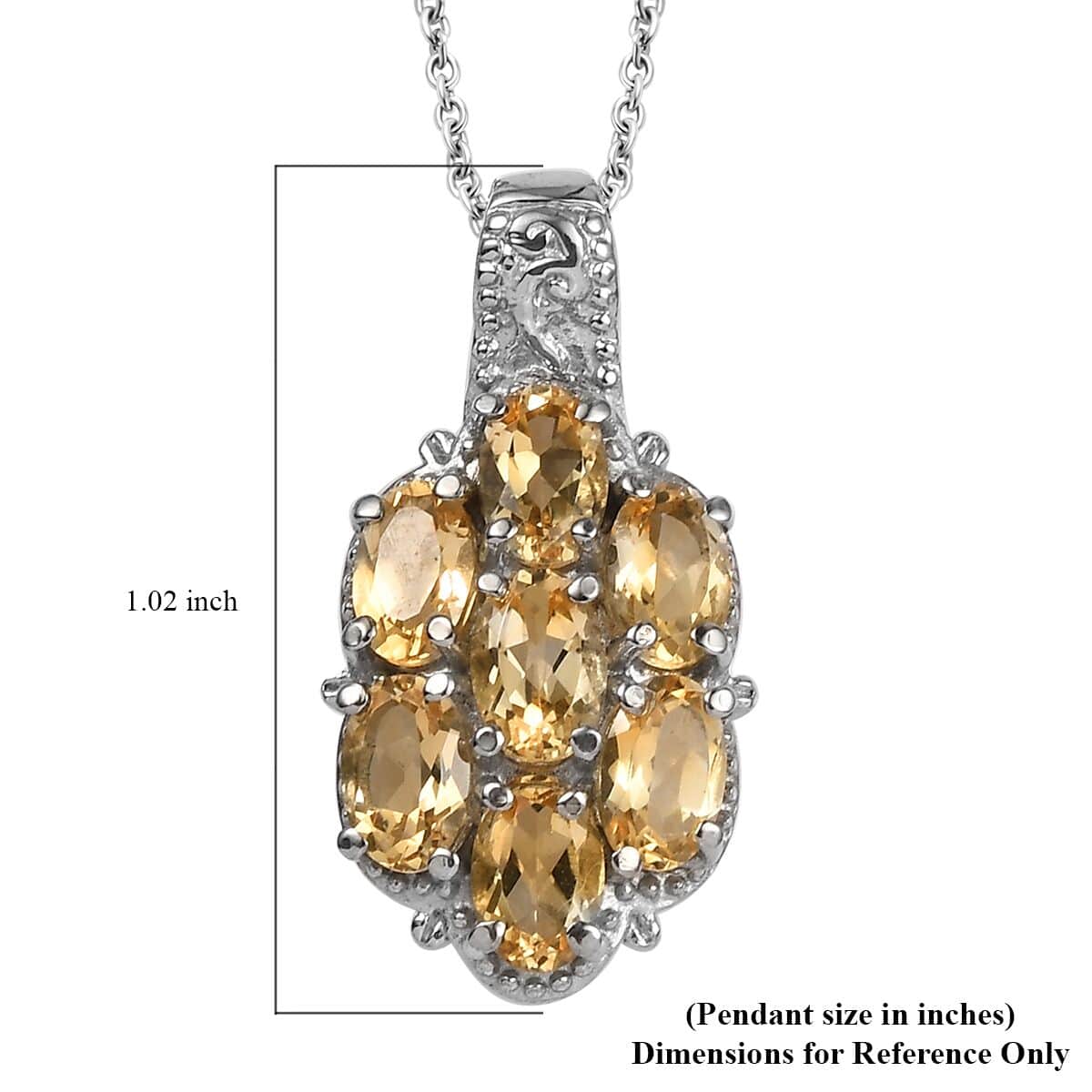 Brazilian Citrine 3.00 ctw Pendant Necklace in Stainless Steel 20 Inches image number 4