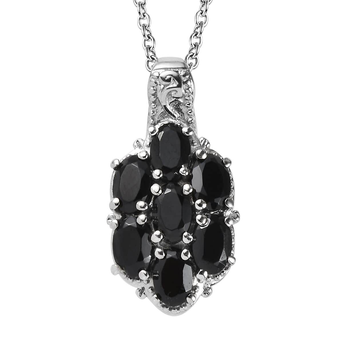 Thai Black Spinel 4.20 ctw Pendant Necklace in Stainless Steel 20 Inches image number 0