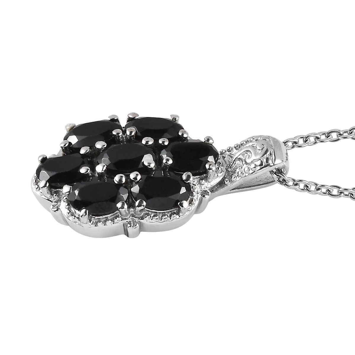 Thai Black Spinel 4.20 ctw Pendant Necklace in Stainless Steel 20 Inches image number 3