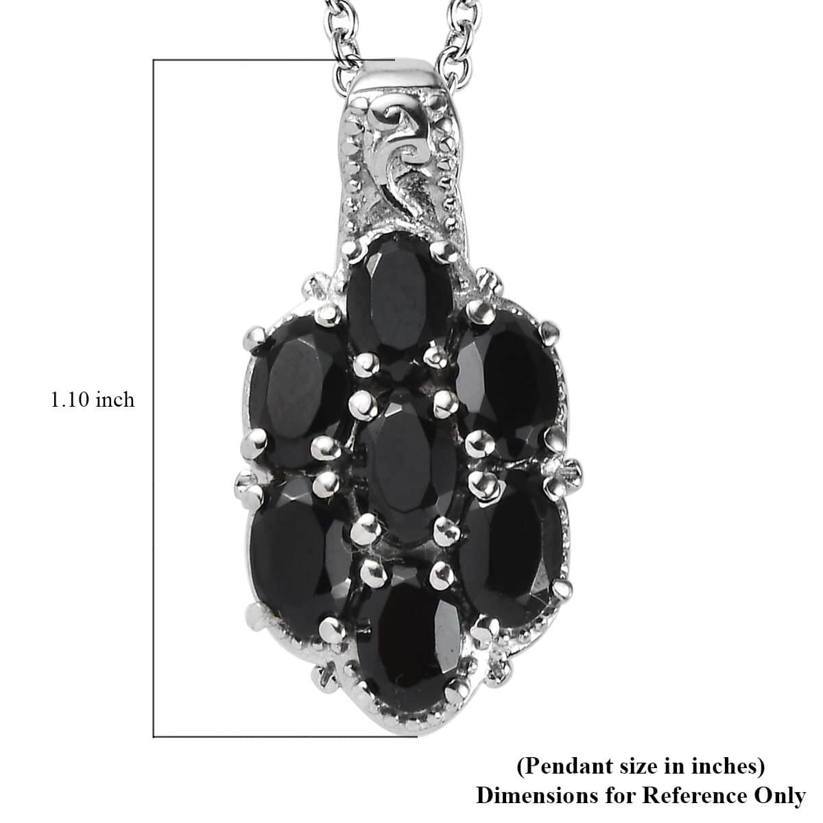 Thai Black Spinel 4.20 ctw Pendant Necklace in Stainless Steel 20 Inches image number 5