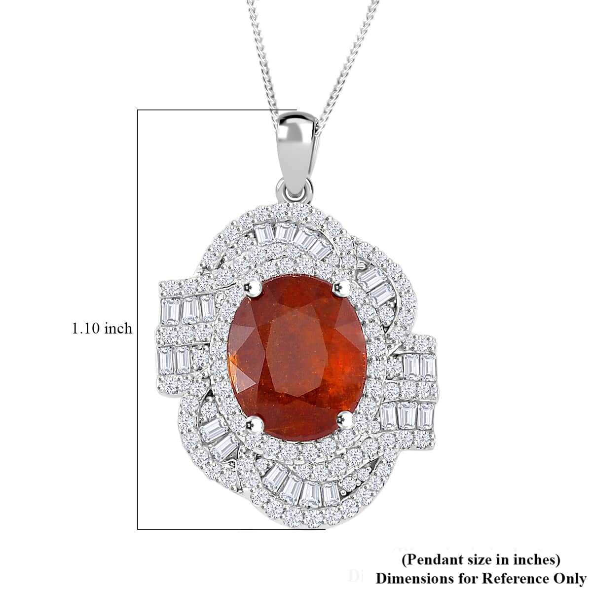 TLV Tangerine Kyanite, Moissanite Pendant Necklace (20 Inches) in Rhodium Over Sterling Silver 5.00 ctw image number 5