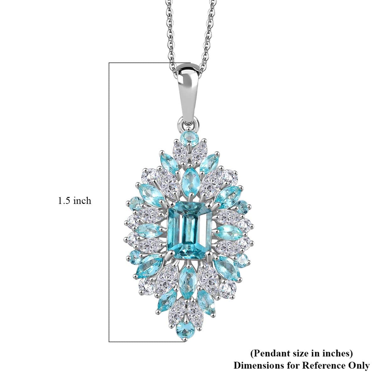 Premium Cambodian Blue Zircon and Multi Gemstone 6.90 ctw Tidal Bloom Pendant Necklace in Rhodium Over Sterling Silver 20 Inches image number 6