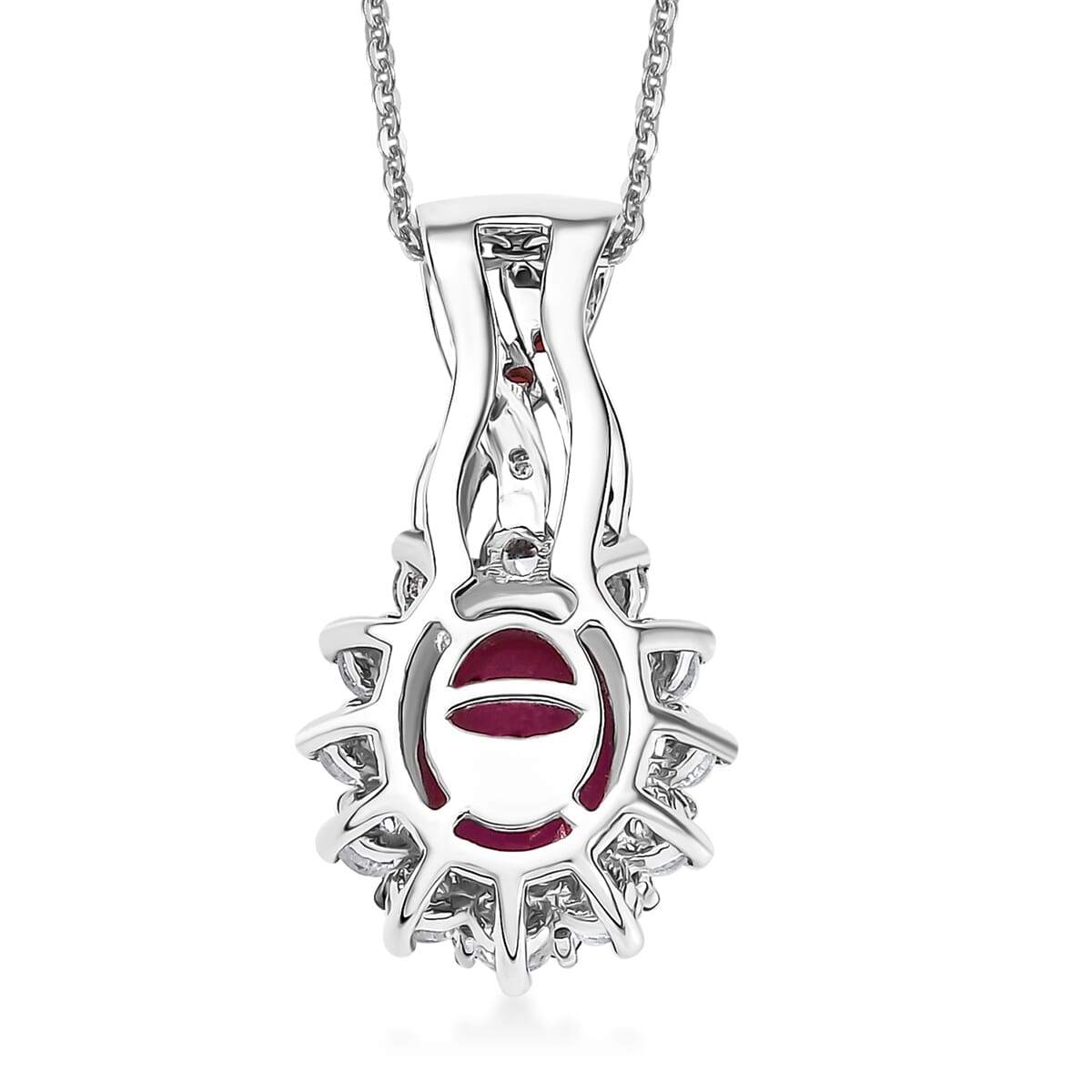 D'Joy Mozambique Ruby and Multi Gemstone 2.30 ctw Cornflower Pendant Necklace in Rhodium Over Sterling Silver 20 Inches image number 4