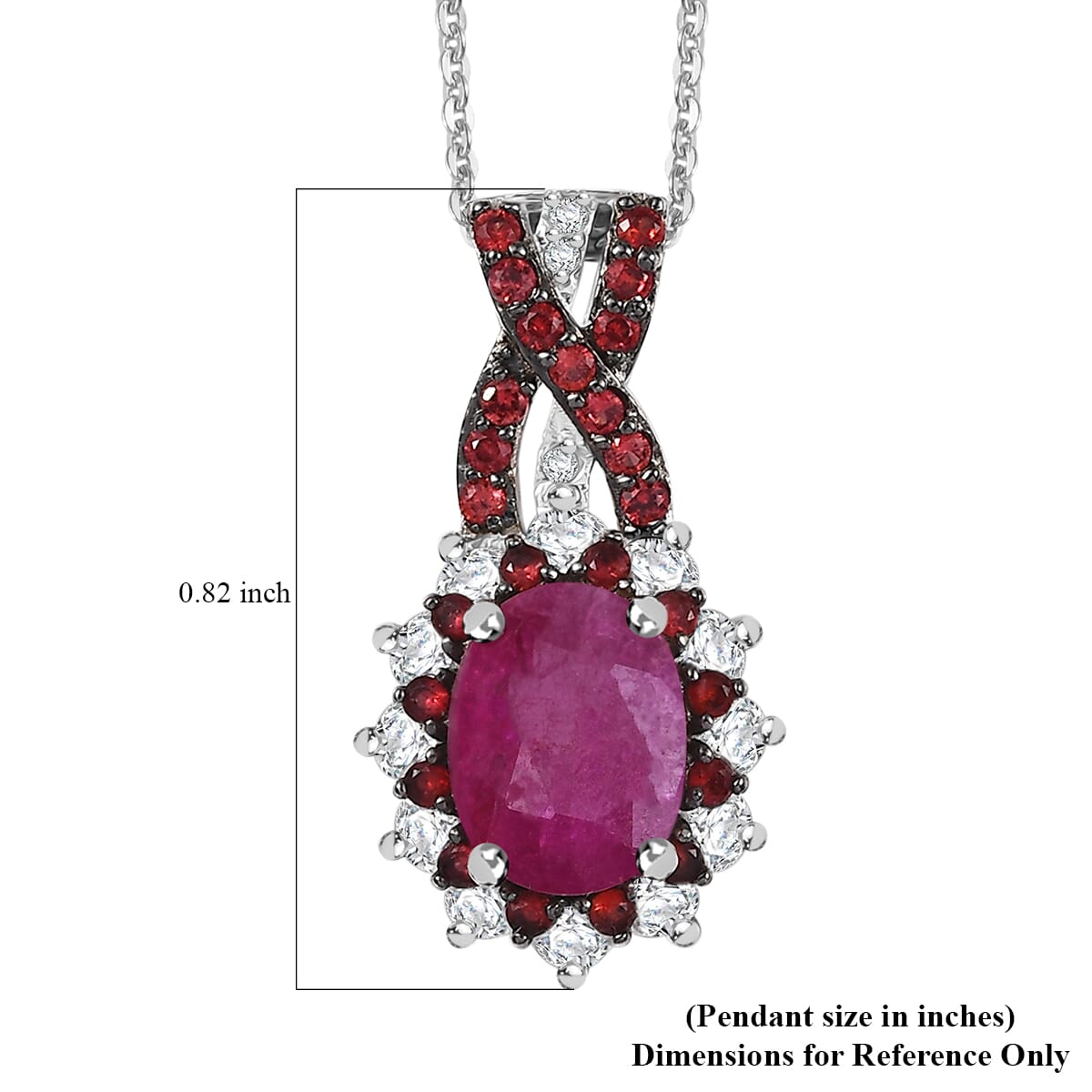 D'Joy Mozambique Ruby and Multi Gemstone 2.30 ctw Cornflower Pendant Necklace in Rhodium Over Sterling Silver 20 Inches image number 6