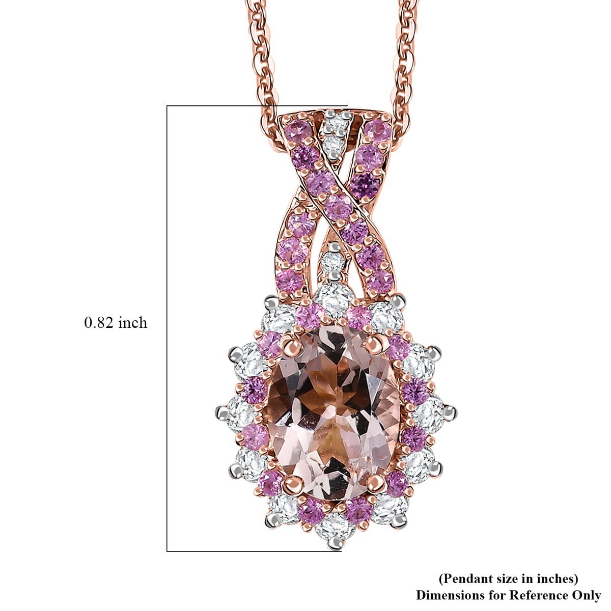 Marropino Morganite and Multi Gemstone 2.00 ctw Cornflower Pendant Necklace in 18K Vermeil Rose Gold Over Sterling Silver 20 Inches image number 6