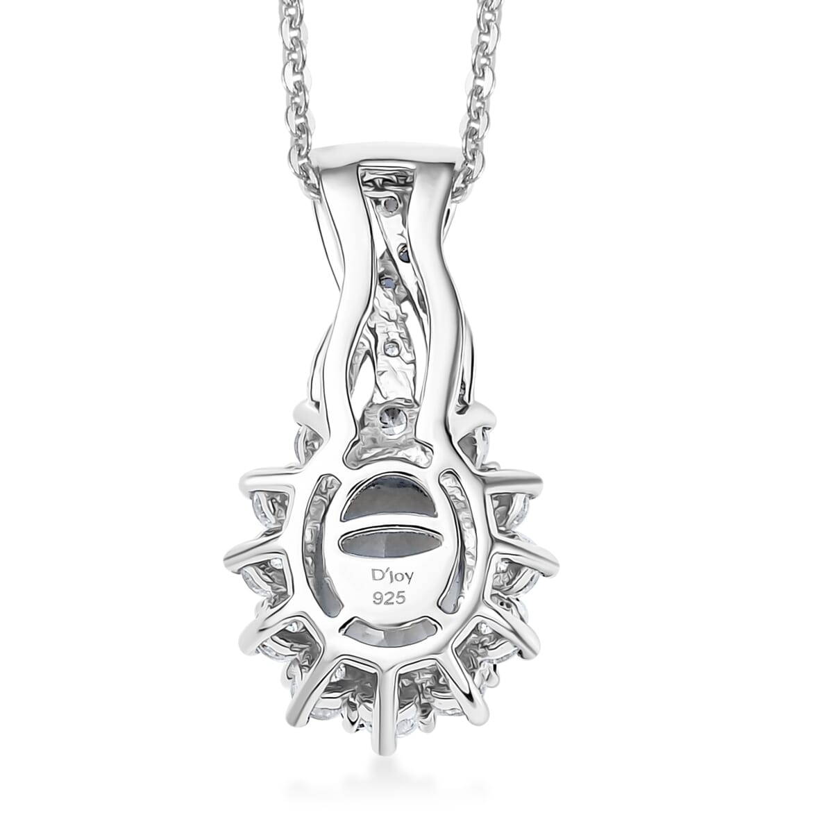 D'Joy Mangoro Aquamarine and Multi Gemstone 2.00 ctw Cornflower Pendant Necklace in Rhodium Over Sterling Silver 20 Inches image number 4