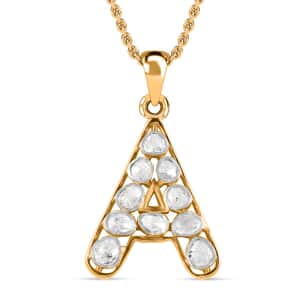 Polki Diamond 0.50 ctw Initial A Pendant Necklace 20 Inches in 18K Yellow Gold Over Sterling Silver 