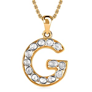 Polki Diamond 0.50 ctw Initial G Pendant Necklace 20 Inches in 18K Yellow Gold Over Sterling Silver
