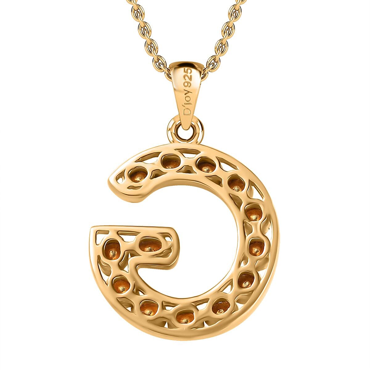 Polki Diamond 0.50 ctw Initial G Pendant Necklace 20 Inches in 18K Yellow Gold Over Sterling Silver image number 4