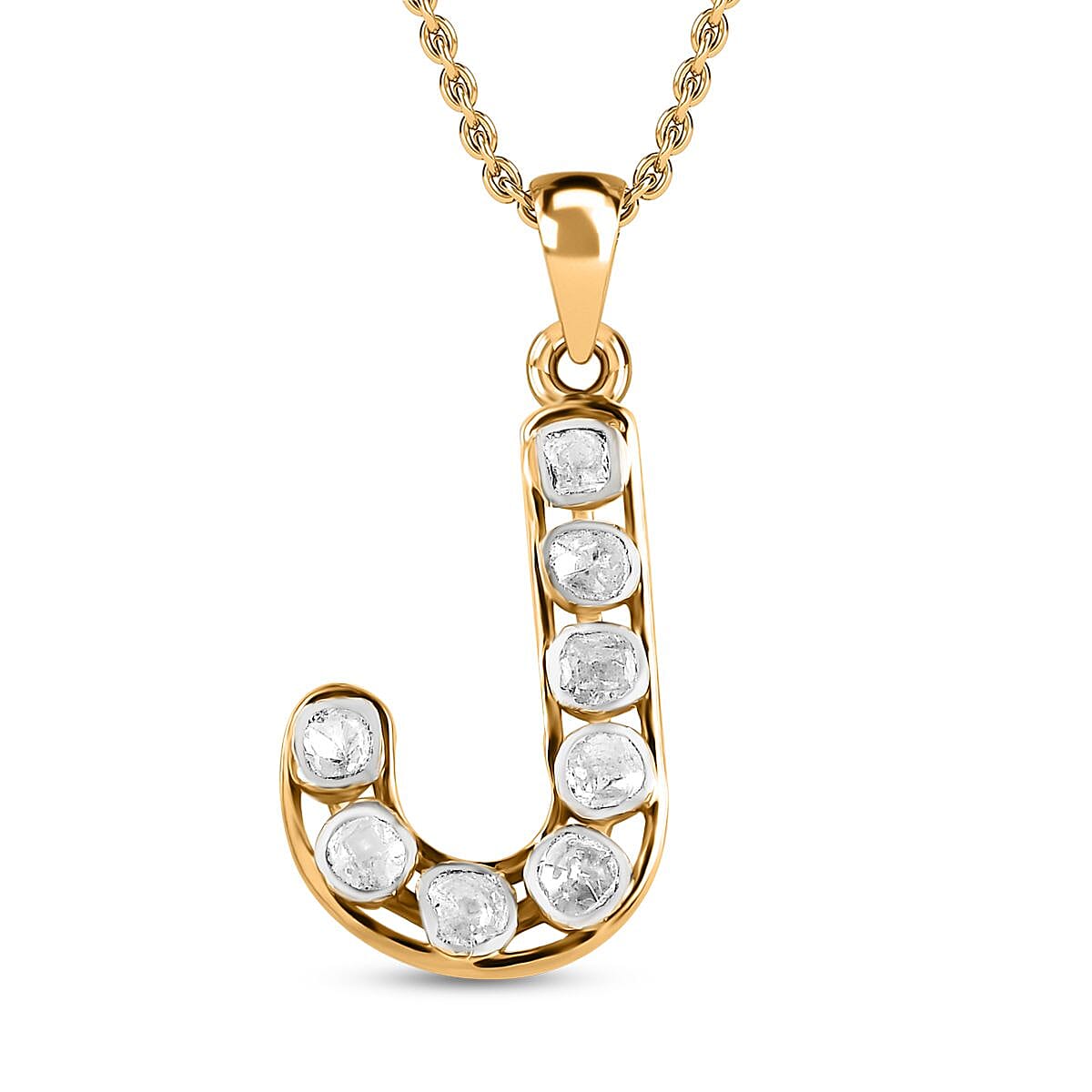 Buy Polki Diamond ctw Initial J Pendant Necklace 20 Inches in