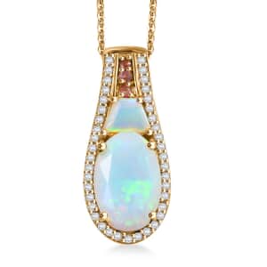 Premium Ethiopian Welo Opal and Multi Gemstone 3.00 ctw Ethereal Radiance Pendant Necklace in 18K Vermeil Yellow Gold Over Sterling Silver 20 Inches