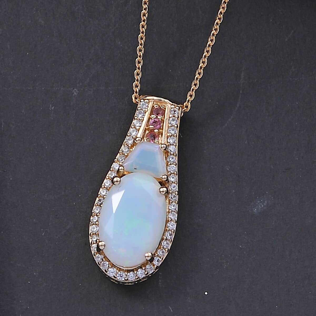 Premium Ethiopian Welo Opal and Multi Gemstone 3.00 ctw Ethereal Radiance Pendant Necklace in 18K Vermeil Yellow Gold Over Sterling Silver 20 Inches image number 1