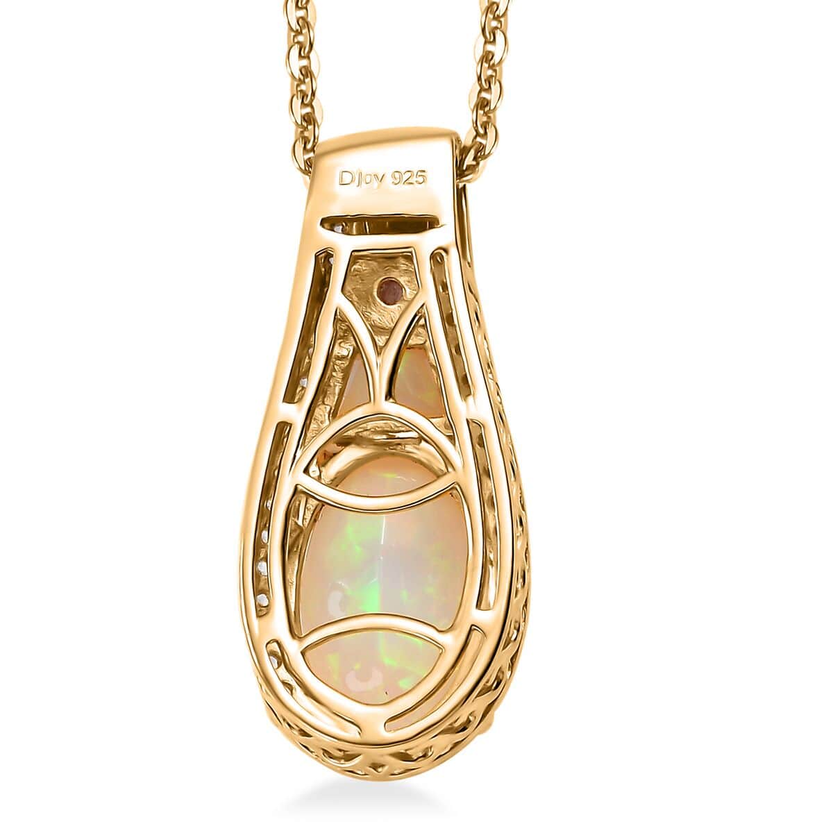 Premium Ethiopian Welo Opal and Multi Gemstone 3.00 ctw Ethereal Radiance Pendant Necklace in 18K Vermeil Yellow Gold Over Sterling Silver 20 Inches image number 4