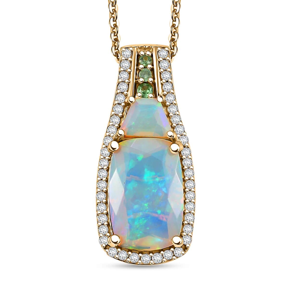 Premium Ethiopian Welo Opal and Multi Gemstone 3.25 ctw Ethereal Radiance Pendant Necklace in 18K Vermeil Yellow Gold Over Sterling Silver 20 Inches image number 0