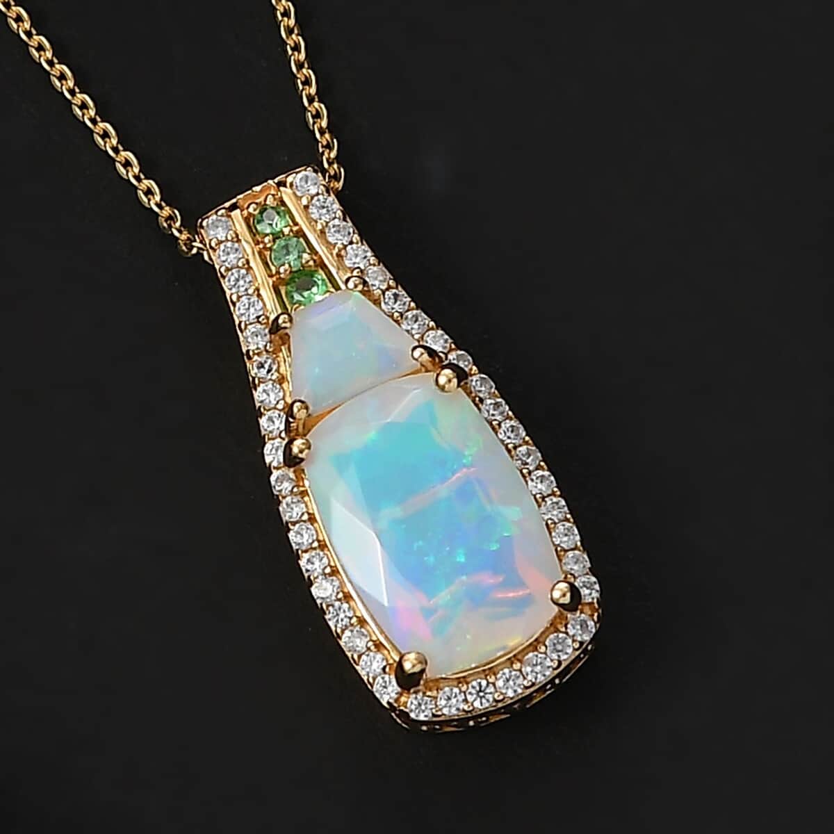 Premium Ethiopian Welo Opal and Multi Gemstone 3.25 ctw Ethereal Radiance Pendant Necklace in 18K Vermeil Yellow Gold Over Sterling Silver 20 Inches image number 1