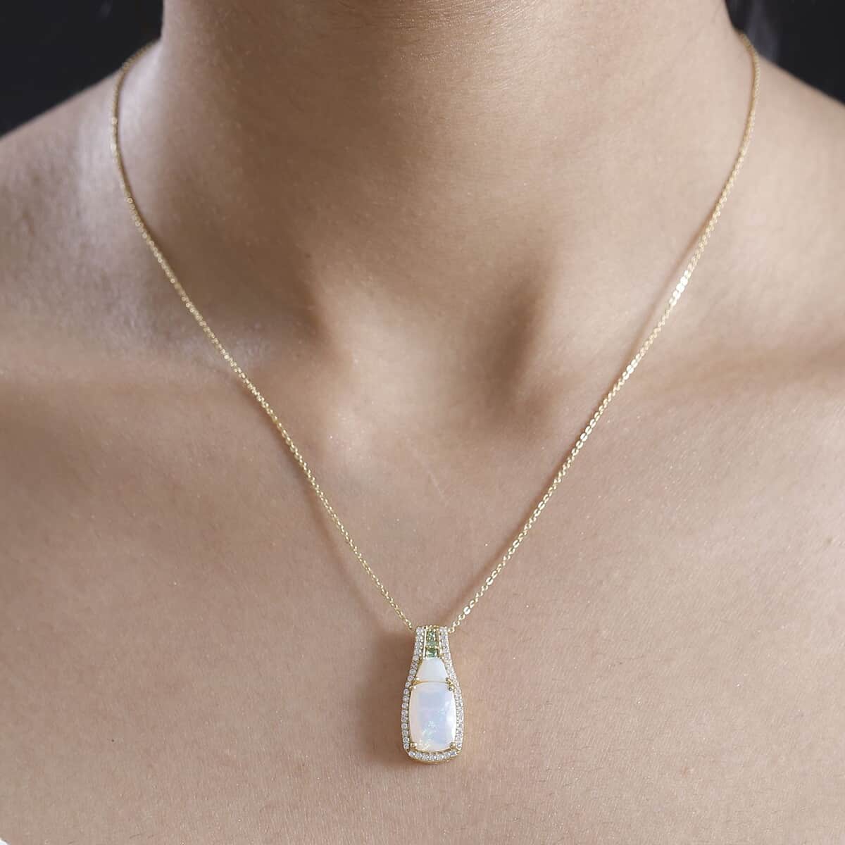 Premium Ethiopian Welo Opal and Multi Gemstone 3.25 ctw Ethereal Radiance Pendant Necklace in 18K Vermeil Yellow Gold Over Sterling Silver 20 Inches image number 2