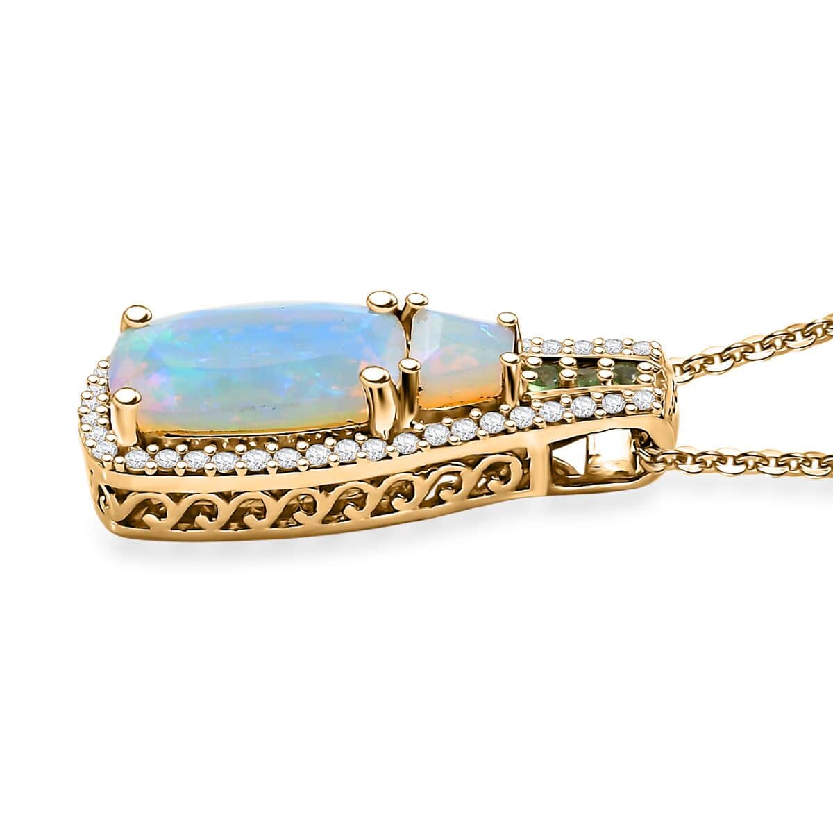 Premium Ethiopian Welo Opal and Multi Gemstone 3.25 ctw Ethereal Radiance Pendant Necklace in 18K Vermeil Yellow Gold Over Sterling Silver 20 Inches image number 3