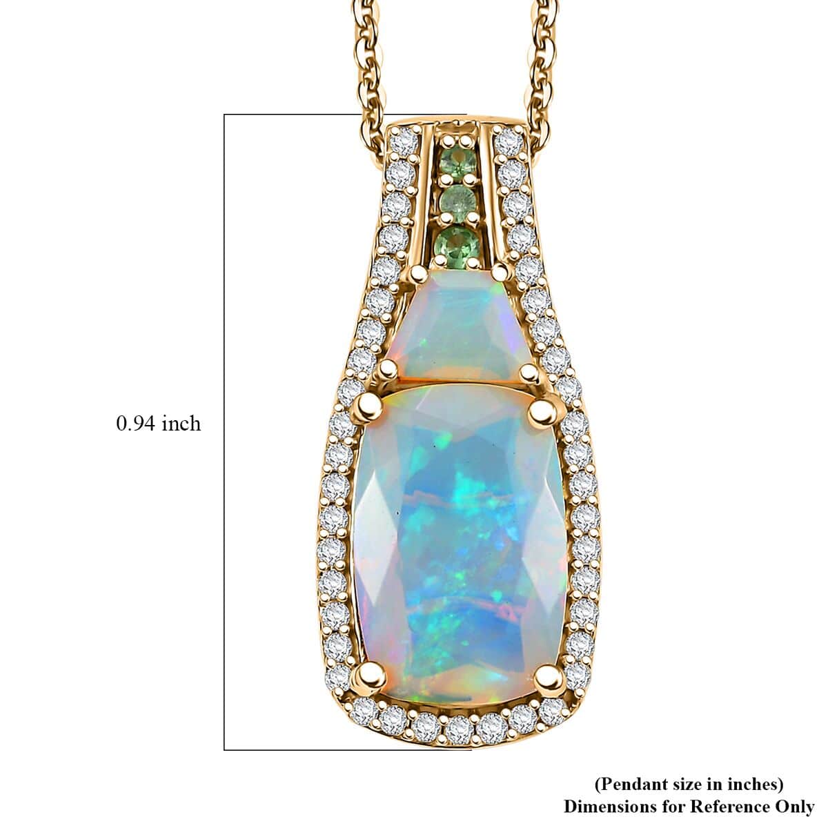 Premium Ethiopian Welo Opal and Multi Gemstone 3.25 ctw Ethereal Radiance Pendant Necklace in 18K Vermeil Yellow Gold Over Sterling Silver 20 Inches image number 6