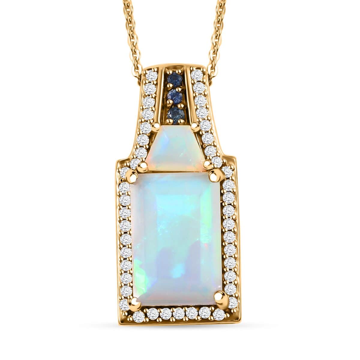 Premium Ethiopian Welo Opal and Multi Gemstone 3.50 ctw Ethereal Radiance Pendant Necklace in 18K Vermeil Yellow Gold Over Sterling Silver 20 Inches image number 0