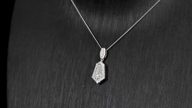 Moissanite (12x6) Pendent Necklace in Rhodium Over Sterling Silver (20 Inches) 2.10 ctw
