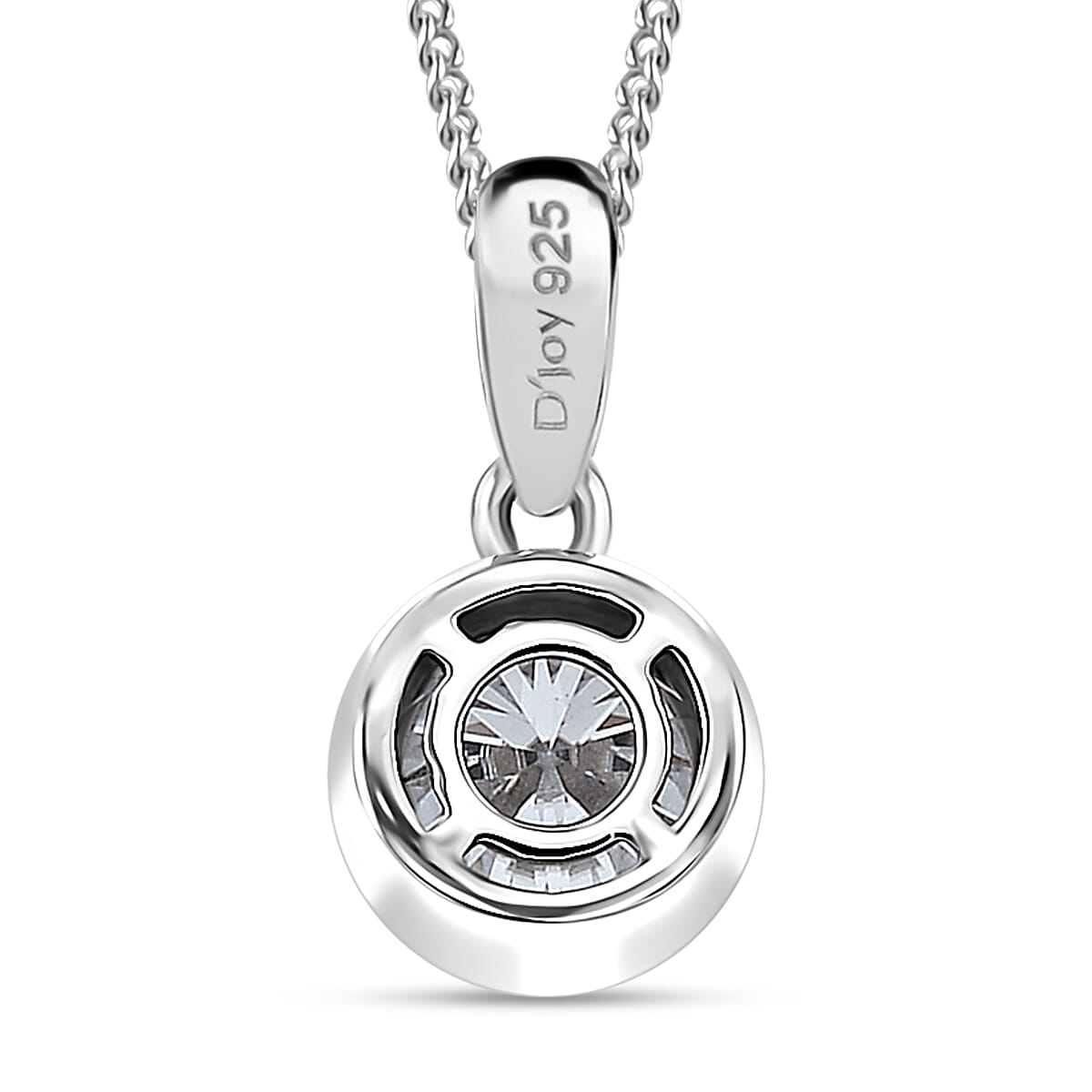 Moissanite 1.20 ctw Solitaire Pendant Necklace in Rhodium Over Sterling Silver 20 Inches