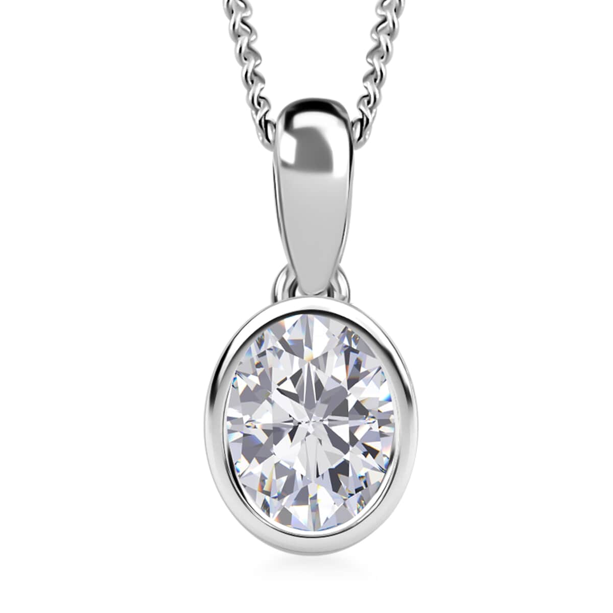 Moissanite 1.40 ctw Solitaire Pendant Necklace in Rhodium Over Sterling Silver 20 Inches image number 0