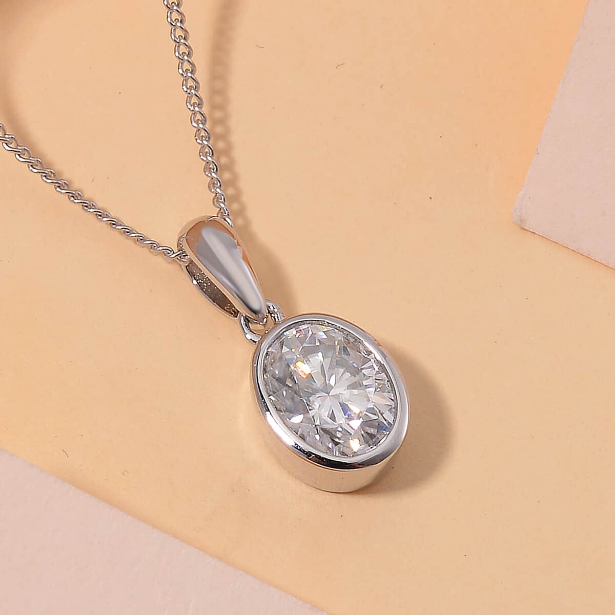 Moissanite 1.40 ctw Solitaire Pendant Necklace in Rhodium Over Sterling Silver 20 Inches image number 1