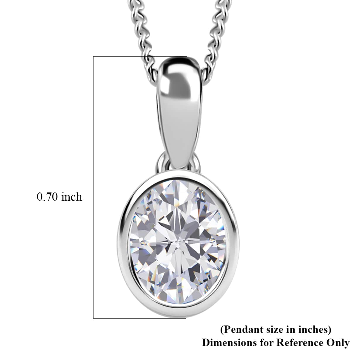 Moissanite 1.40 ctw Solitaire Pendant Necklace in Rhodium Over Sterling Silver 20 Inches image number 6