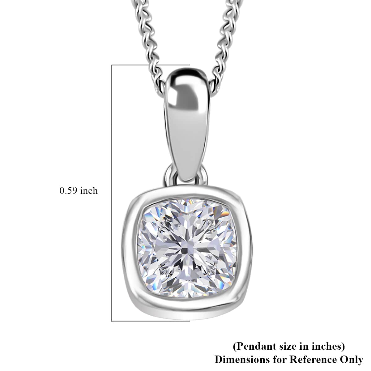 Moissanite 1.10 ctw Solitaire Pendant Necklace in Rhodium Over Sterling Silver 20 Inches image number 6