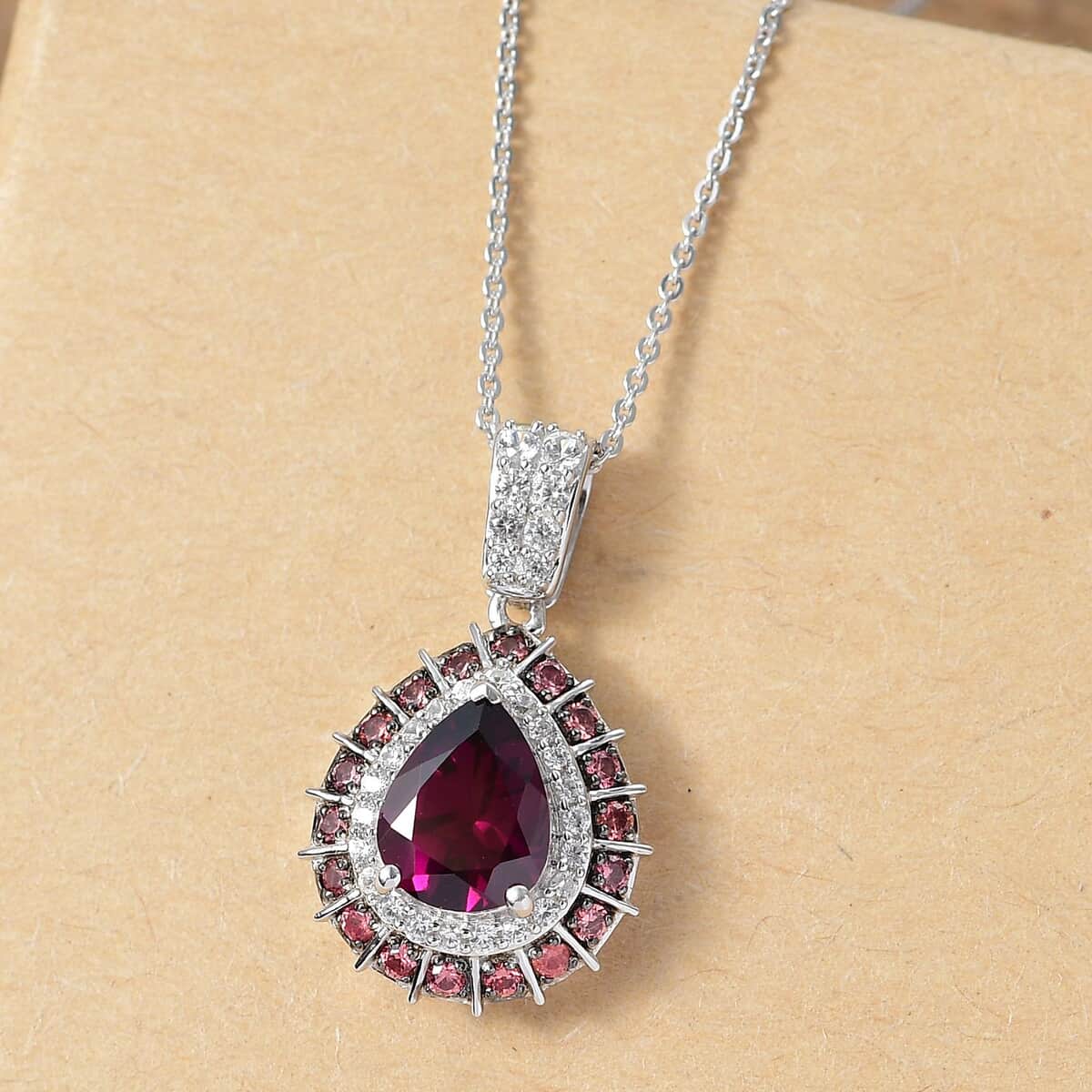 Doorbuster Radiant Ember Garnet and Multi Gemstone 3.25 ctw Royal Bloom Pendant Necklace in Rhodium Over Sterling Silver 20 Inches image number 1