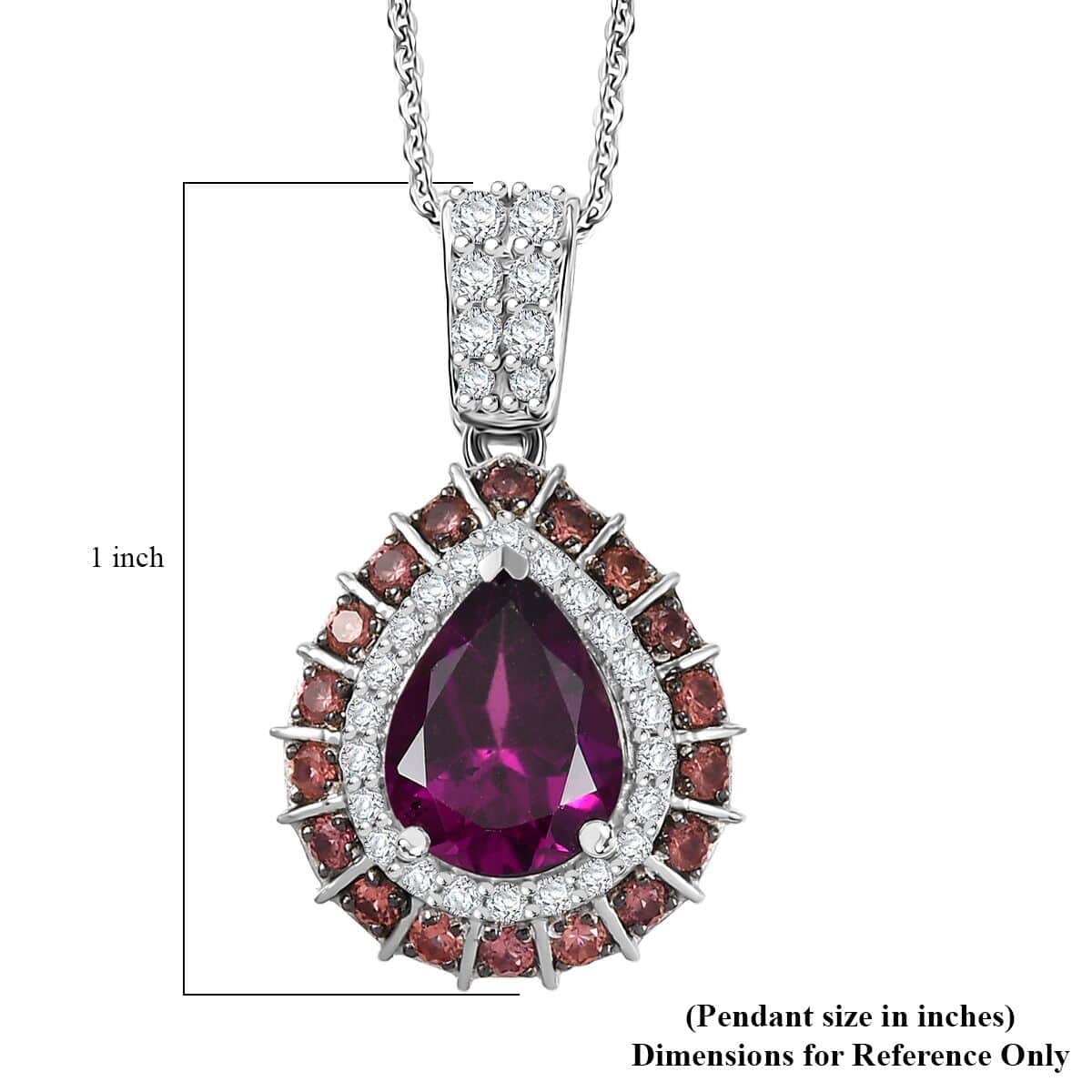 Doorbuster Radiant Ember Garnet and Multi Gemstone 3.25 ctw Royal Bloom Pendant Necklace in Rhodium Over Sterling Silver 20 Inches image number 6