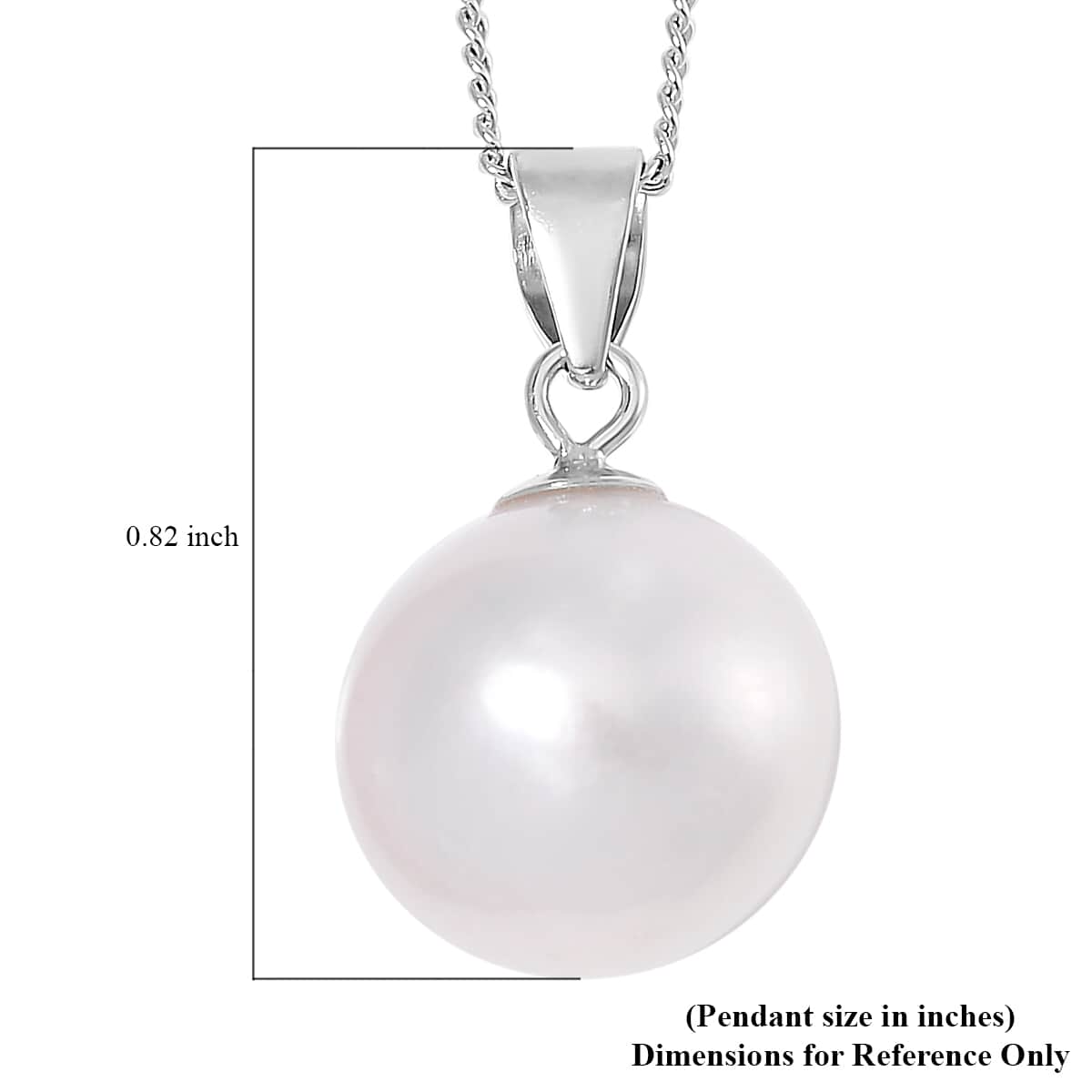 White Edison Pearl Pendant Necklace in Rhodium Over Sterling Silver 18 Inches image number 5