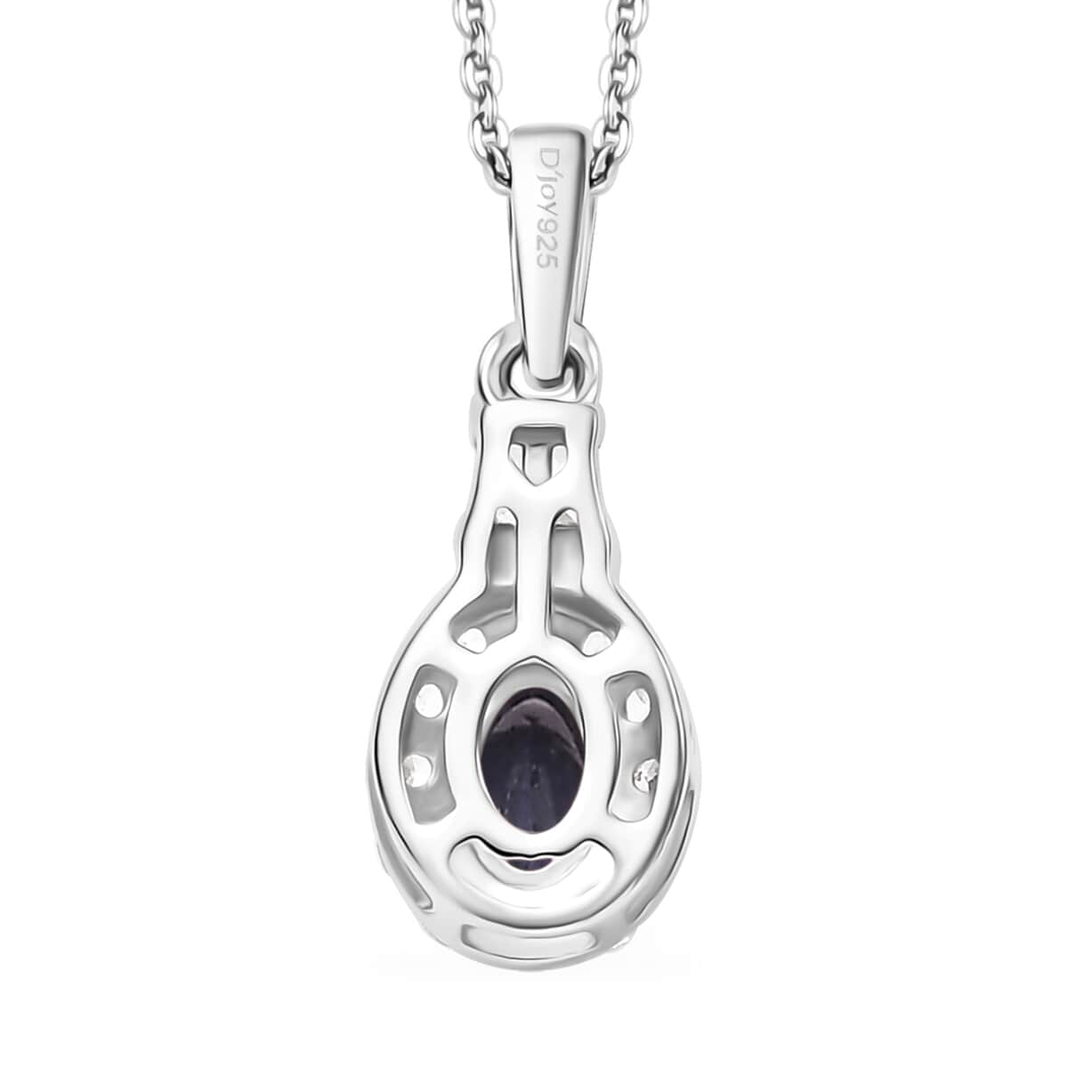 Tanzanite and White Zircon 0.85 ctw Pendant Necklace in Rhodium Over Sterling Silver 20 Inches image number 4