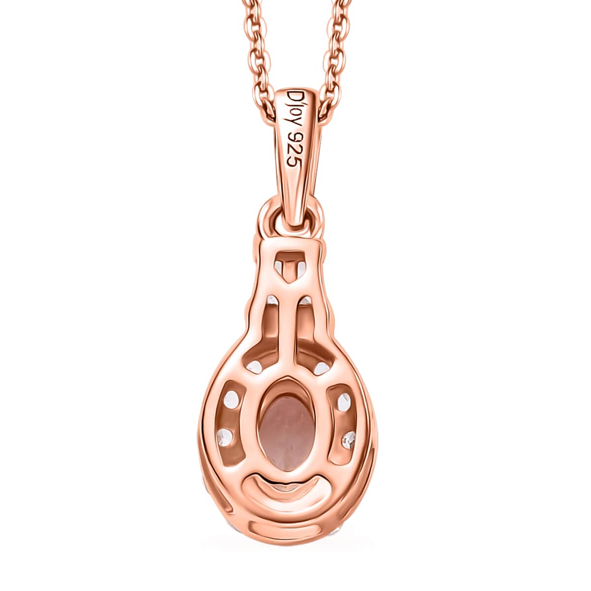 Marropino Morganite and White Zircon 0.85 ctw Pendant Necklace in 18K Vermeil Rose Gold Over Sterling Silver 20 Inches image number 4