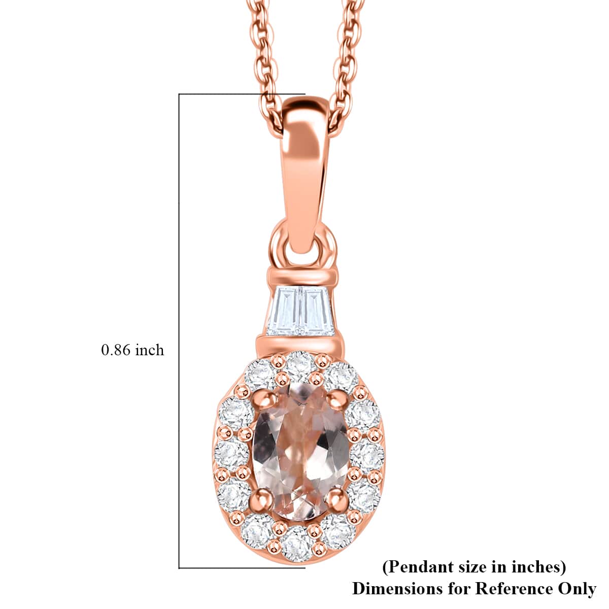 Marropino Morganite and White Zircon 0.85 ctw Pendant Necklace in 18K Vermeil Rose Gold Over Sterling Silver 20 Inches image number 6